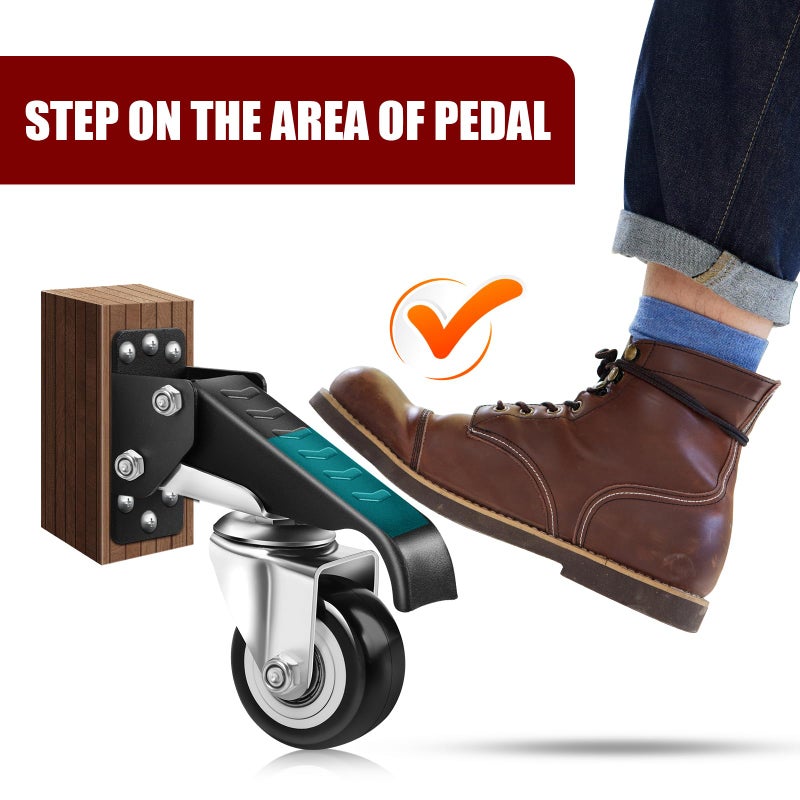 SPACECARE Retractable Workbench Casters Kit, Heavy Duty Workbenches Wheeels with 600 lbs Capacity, Adjustable Workbench Casters for Workbenches, Tables, and Cabinets, Easy to Install 4 Pack - Image 5